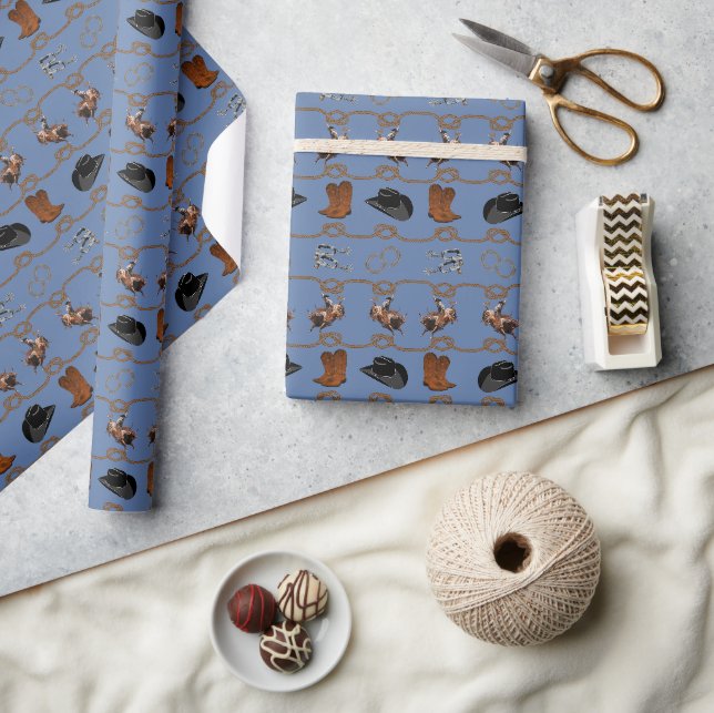 Cowboy-Rodeo-Tackling  Geschenkpapier (Kunsthandwerk)