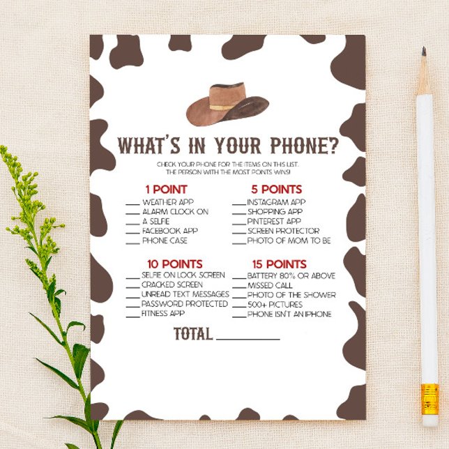 Cowboy Rodeo Was ist in Ihrem Telefon Baby Shower  Briefpapier (Von Creator hochgeladen)