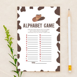 Cowboy Rodeo Western Alphabet Baby Showspiel Briefpapier