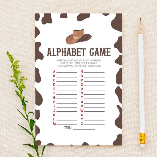 Cowboy Rodeo Western Alphabet Baby Showspiel Briefpapier (Von Creator hochgeladen)