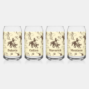 Cowboy Rodeo Western Personalisiertes Set von 4 Dosenglas