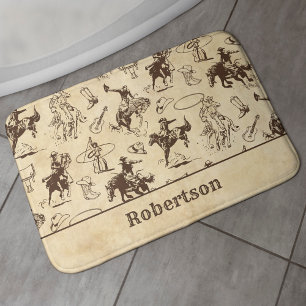 Cowboy Rodeo Western Pferde Personalisiert Badematte