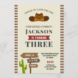 Cowboy Rodeo Western Saloon Kid Boy Birthday Party Einladung