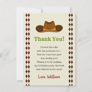 Cowboy-Rodeo-Wild-West-Kinder-Geburtstagsfeier für Dankeskarte