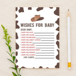 Cowboy Rodeo wünscht sich Baby Dusche Aktivität Briefpapier