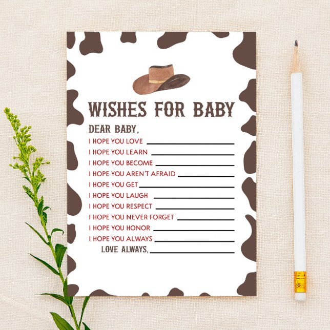 Cowboy Rodeo wünscht sich Baby Dusche Aktivität Briefpapier (Von Creator hochgeladen)