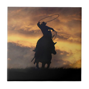 Cowboy Roping Art Tile Fliese