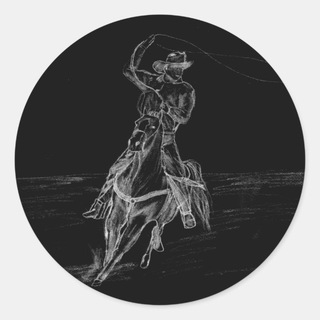 Cowboy Roping Classic Round Sticker (Vorderseite)