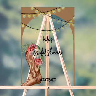 Cowboy-Rosa-Floral-Brautparty  Acrylschild