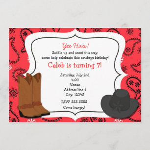 Cowboy-Rotes-Bandana-Western-Country-Einladung Einladung