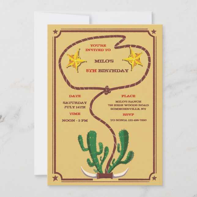 Cowboy Roundup Geburtstagsparty Einladung (Vorderseite)