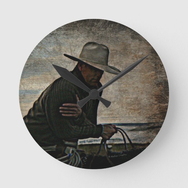 Cowboy Runde Wanduhr (Vorderseite)