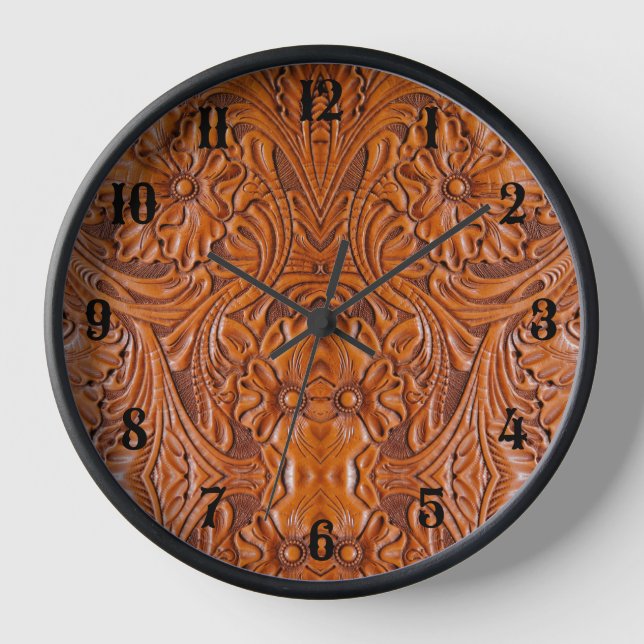 Cowboy Rustic Kabine Western Landlederprint Uhr (Vorderseite)