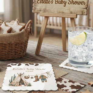 Cowboy-Rustic-Modern-Western-Wüsten-Baby-Party Untersetzer