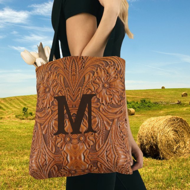 Cowboy Rustic Western Land Hochzeitsmonogramm (Cowboy Rustic western country wedding monogram Tote Bag)