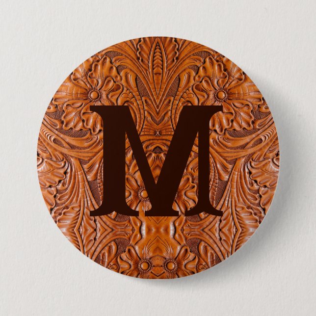 Cowboy Rustic Western Land Hochzeitsmonogramm Button (Vorderseite)
