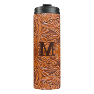 Cowboy Rustic Western Land Hochzeitsmonogramm Thermosbecher