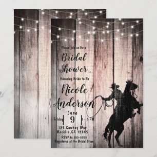 Cowboy Rustic Wood Barn Country Brautparty Einladung