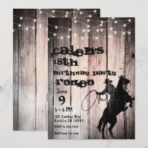 Cowboy Rustic Wood Barn Land Geburtstagspartei Einladung