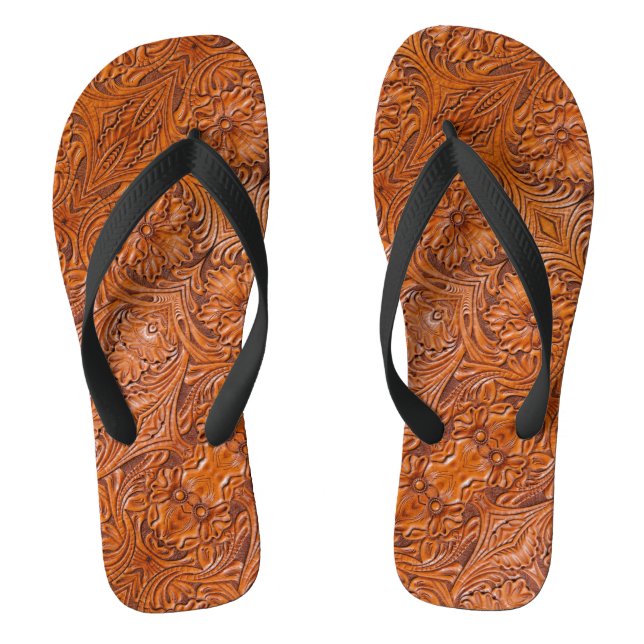 Cowboy Rustikaler Western mit handgefertigtem Lede Flip Flops (Fußbett)
