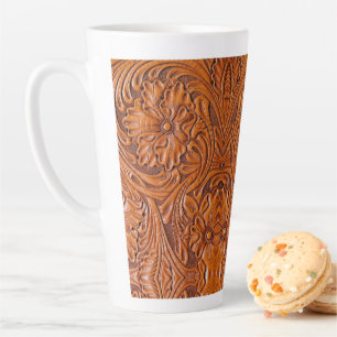 Cowboy-Rustikalisches Western-Land-Lederdruck Milchtasse