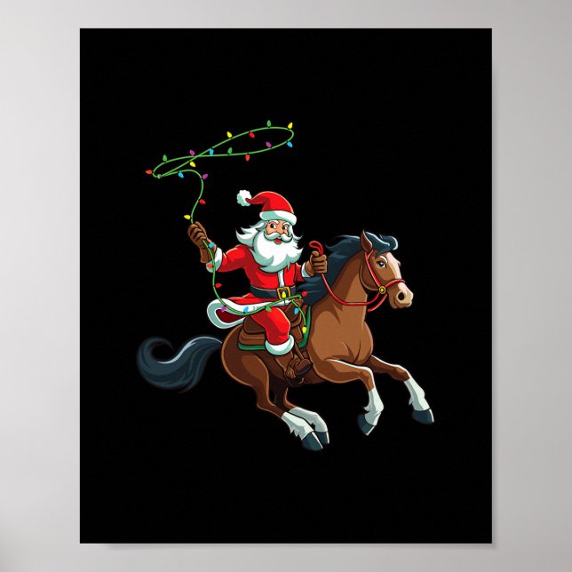 Cowboy santa auf einem Pferd Weihnachten lustig Poster (Vorne)
