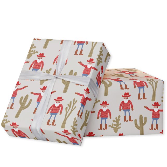 Cowboy Santa Claus Christmas Geschenkpapier (Fun Cowboy Santa Claus Western Christmas Holiday gift wrapping paper roll)