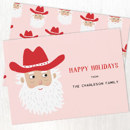 Cowboy Santa Claus Christmas Pink Feiertagskarte