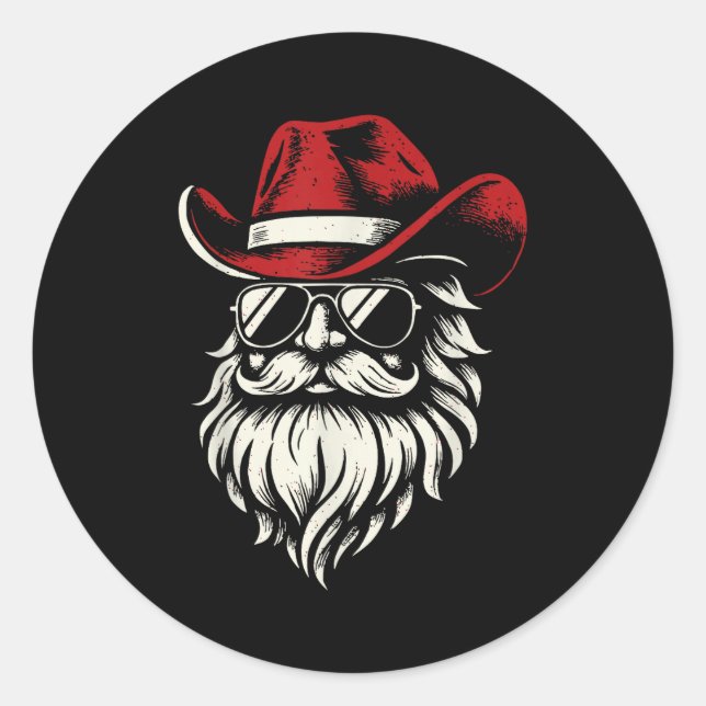 Cowboy Santa Claus Christmas Vintage  Runder Aufkleber (Vorderseite)