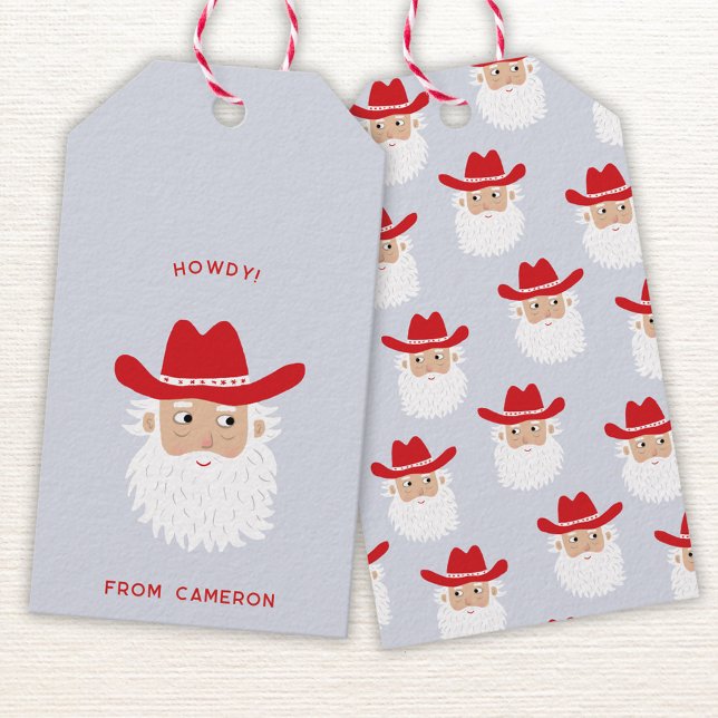 Cowboy Santa Claus Fun Western Holiday Geschenkanhänger (Fun Cowboy Santa Claus Western Christmas Holiday gift tag)