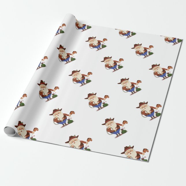 Cowboy Santa Claus Geschenkpapier (Ungerollt)