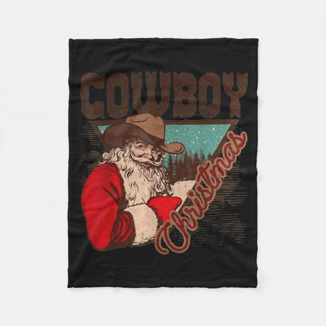 Cowboy Santa Claus Merry Christmas Western Country Fleecedecke (Vorderseite)