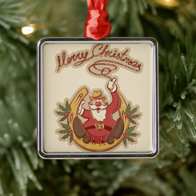 Cowboy Santa Claus Ornament Aus Metall (Baum)