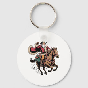 Cowboy Santa Claus Reiten Ein Pferd Weihnachten Schlüsselanhänger