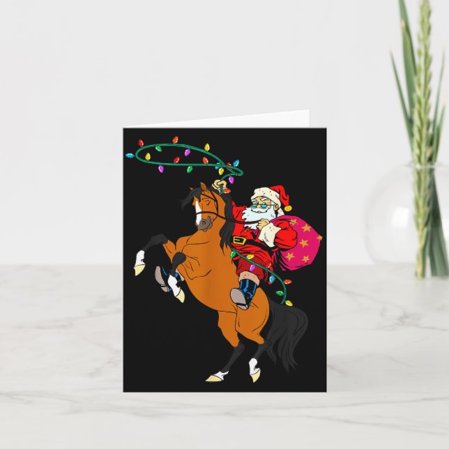 Cowboy Santa Claus Riding A Horse Christmas Cowboy Karte (Vorderseite)