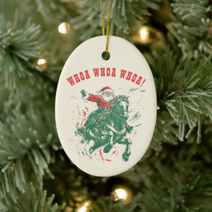 Cowboy Santa Claus Spaß Western Rodeo Pferd Keramik Ornament