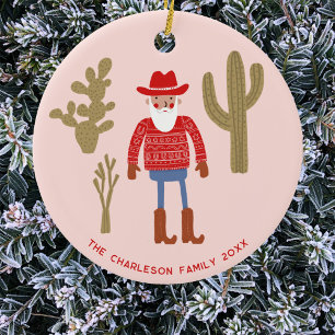 Cowboy Santa Claus Weihnachts-Personalisierung Keramik Ornament
