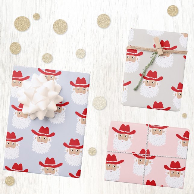 Cowboy Santa Claus Western Christmas Geschenkpapier Set (Fun Cowboy Santa Claus Western Christmas Holiday gift wrapping paper)
