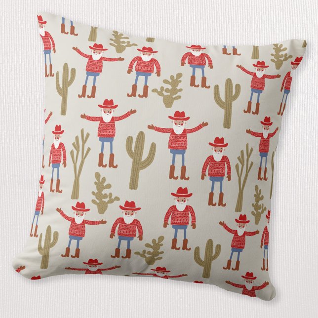 Cowboy Santa Claus Western Christmas Kissen (Fun Cowboy Santa Claus pattern Western Christmas Holiday throw pillow)