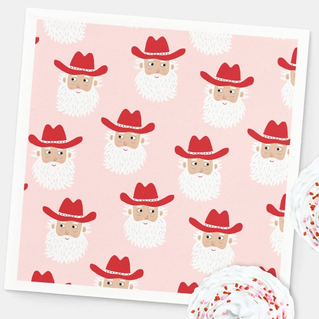 Cowboy Santa Claus Western Christmas Serviette (Fun Cowboy Santa Claus Western Holidays Christmas party paper napkin)