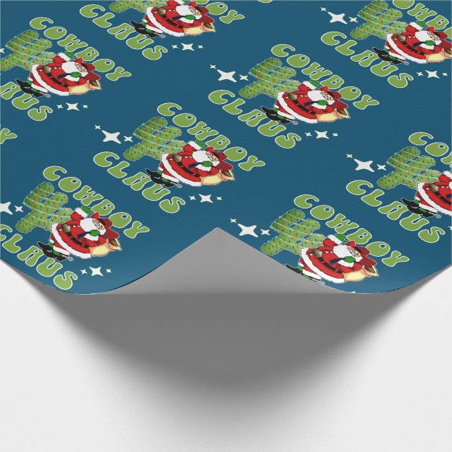 Cowboy Santa Cowboy Claus und Cactus Tree Geschenkpapier (Ecke)