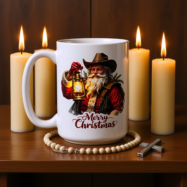 Cowboy Santa Lantern Light Kaffeetasse (Von Creator hochgeladen)