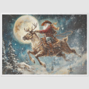 Cowboy Santa Midnight Ride Seidenpapier