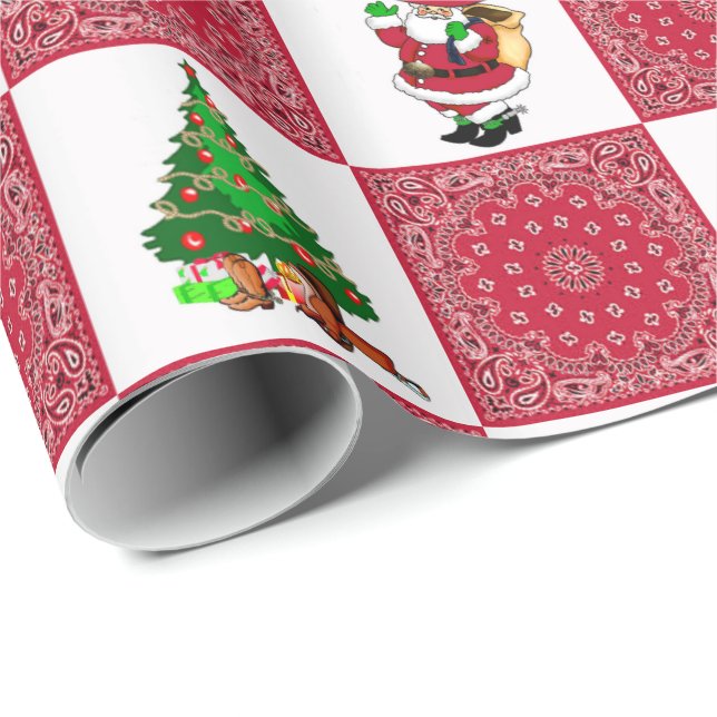 Cowboy Santa mit Red Bandana Print Geschenkpapier (Rolleneckpunkt)
