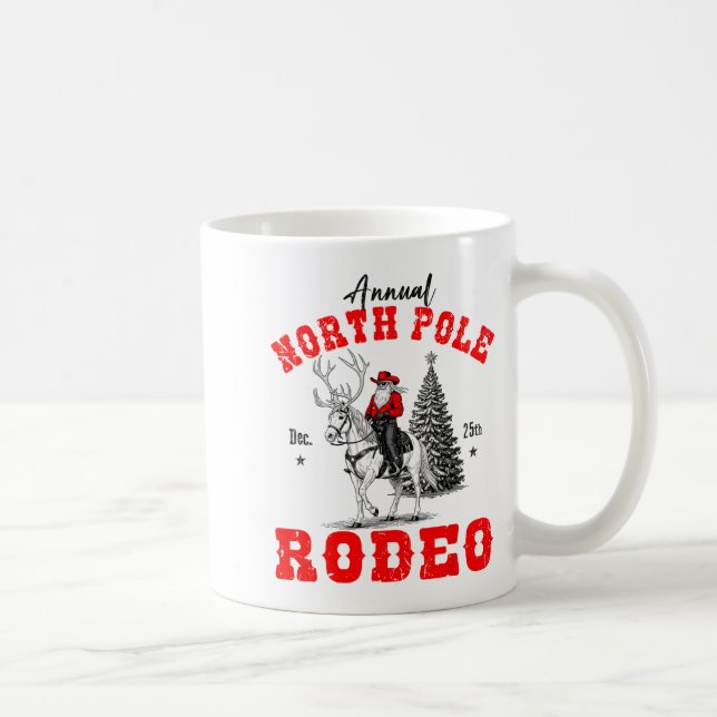 Cowboy Santa Riding Reindeer North Le Rodeo Christ Kaffeetasse (Rechts)