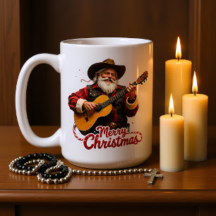 Cowboy-Santa singt Weihnachtslied Kaffeetasse