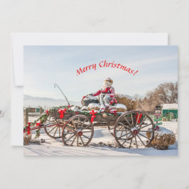 Cowboy Santa - Wagon mit Hay Bales Feiertagskarte