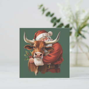 Cowboy-Santa-Western-Roping-Weihnachten-Vintage Feiertagskarte