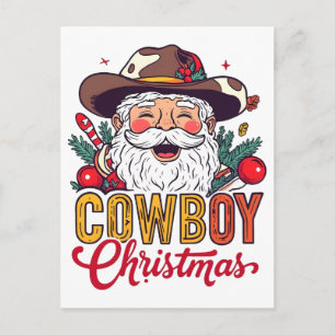 Cowboy-Santa-Western-Weihnachten-Rodeo-PNG-Design Feiertagspostkarte