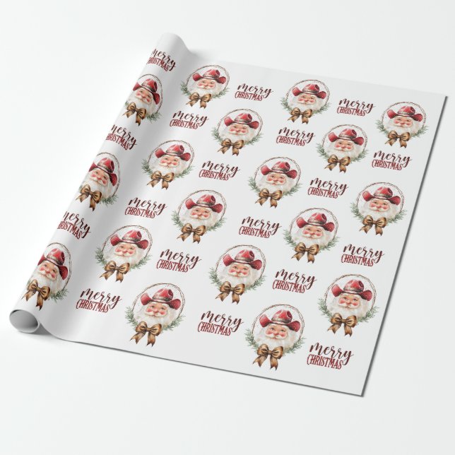 Cowboy Santa Wrapping Paper Geschenkpapier (Ungerollt)